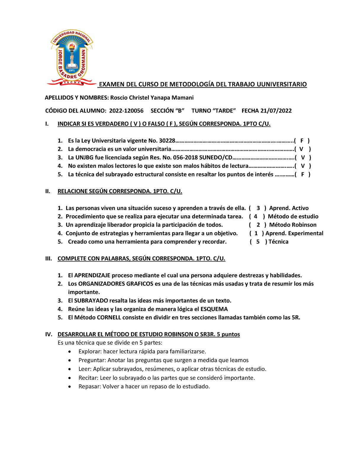 Examen DEL Curso DE Metodología DEL Trabajo Uuniversitario.docx -2 ...