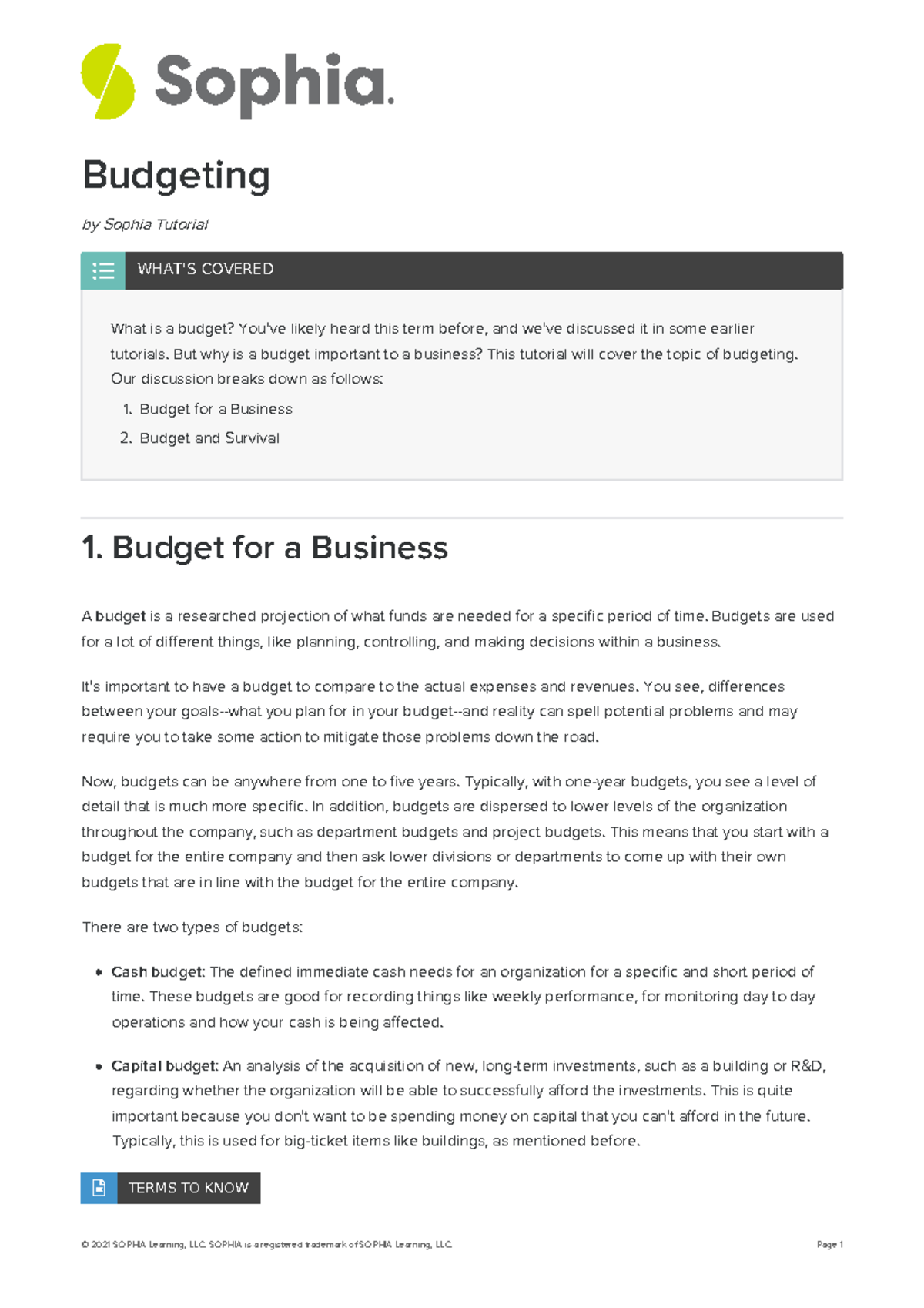 Budgeting-5 - challenge 1 unit 4 - Budgeting by Sophia Tutorial ú What ...
