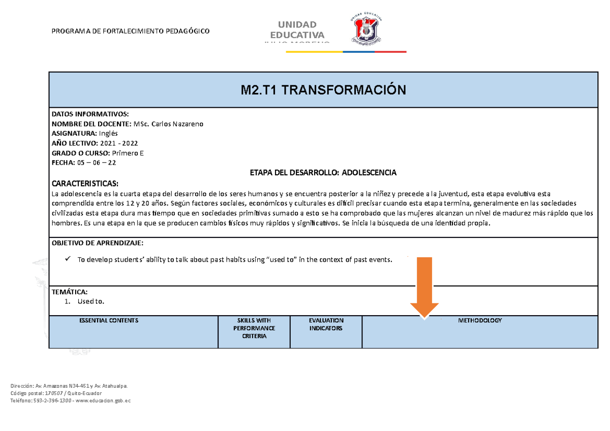 M2.T1 Transformación - Genial planificación que la subo para poder ...