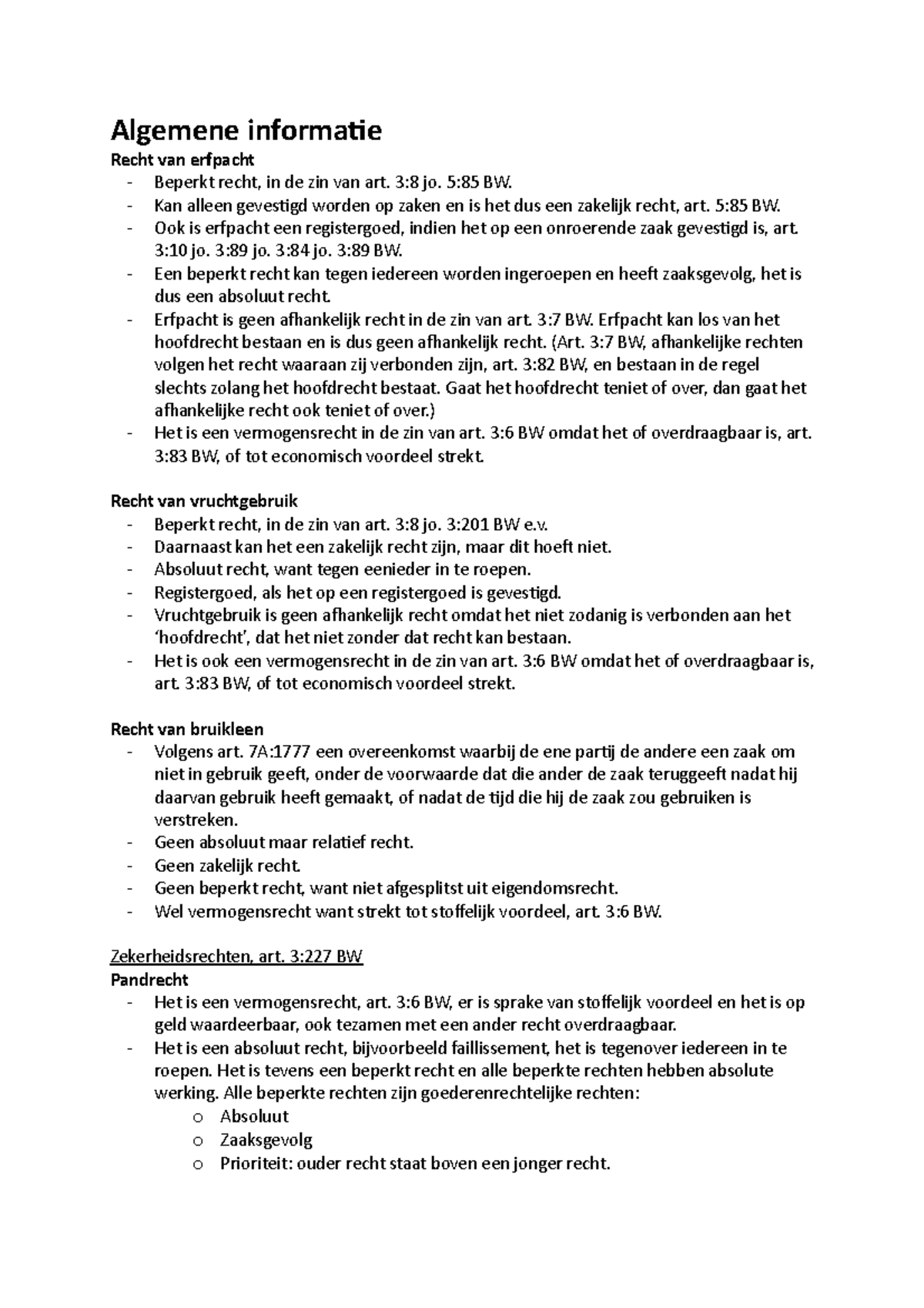 Week 15 registergoederenrecht Algemene informatie Recht van erfpacht Beperkt recht,