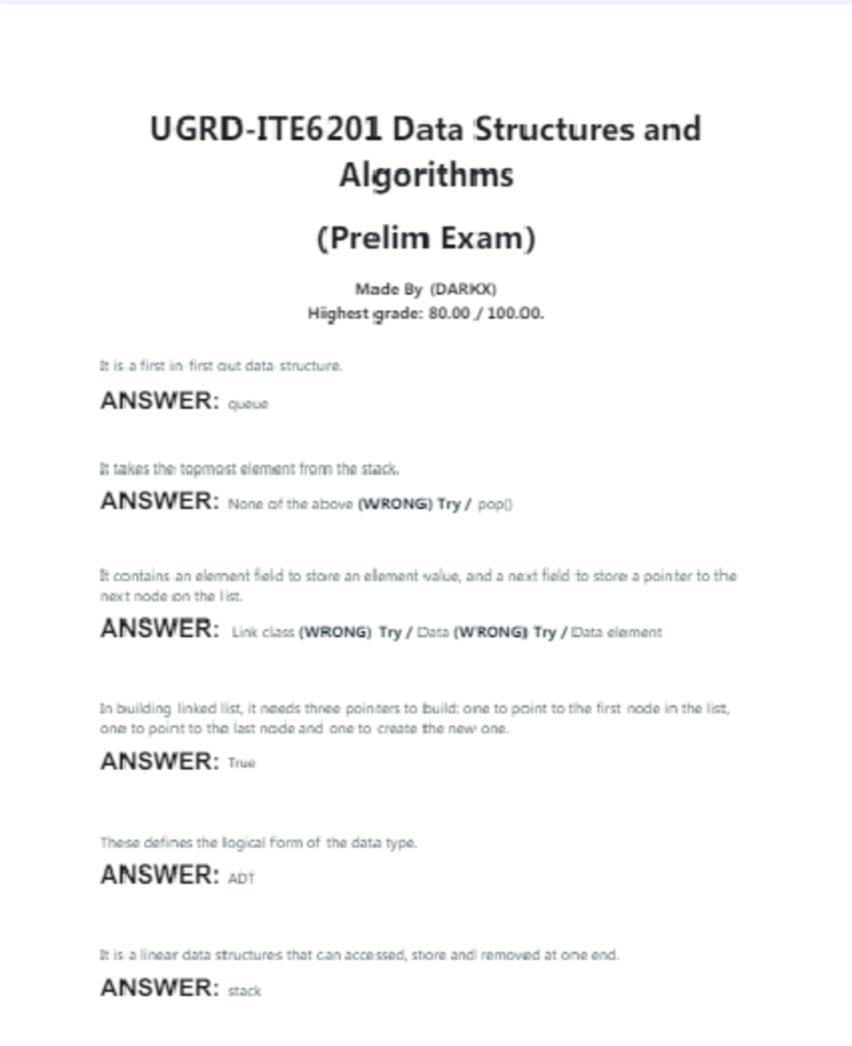 data structures and algorithm - Bachelor of Science in Information ...