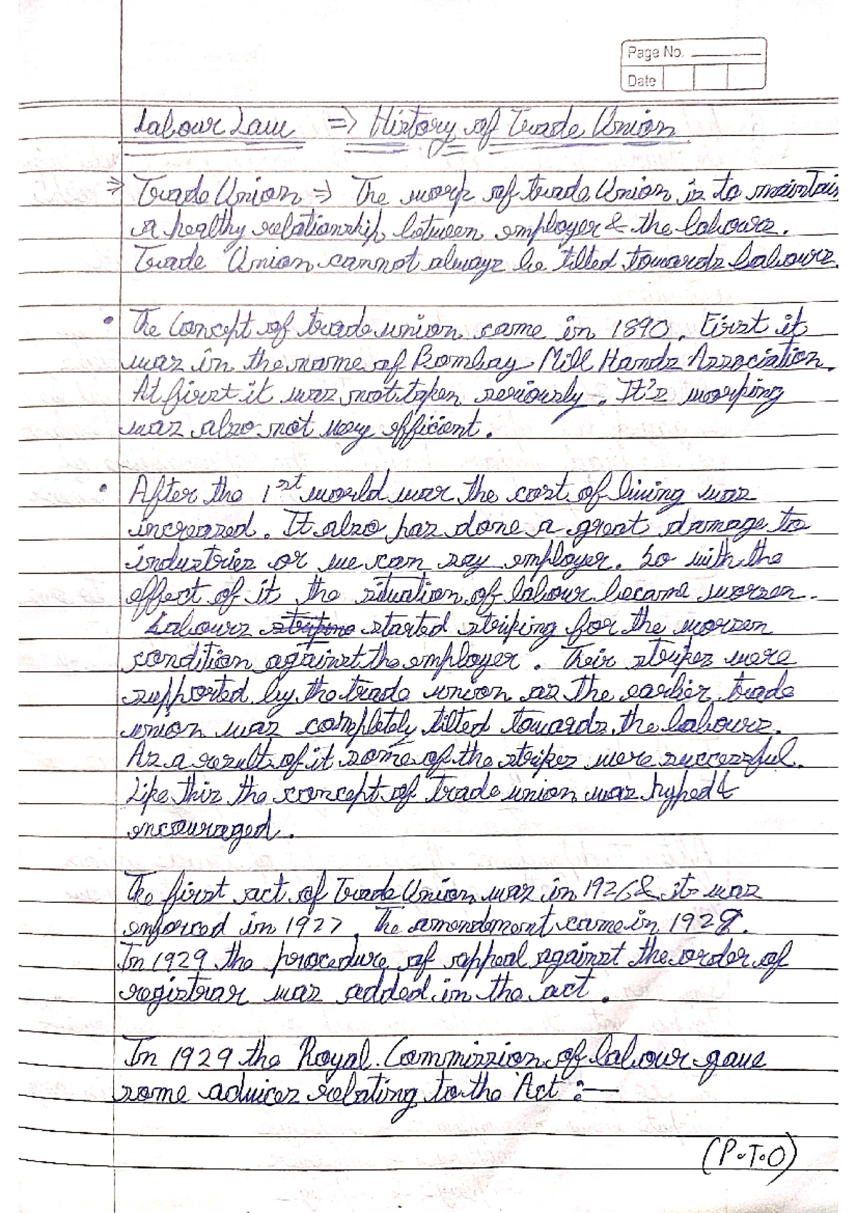 Labour Law NOTES - TOPICS the imp. of O trude unionism unit 1 phases of ...