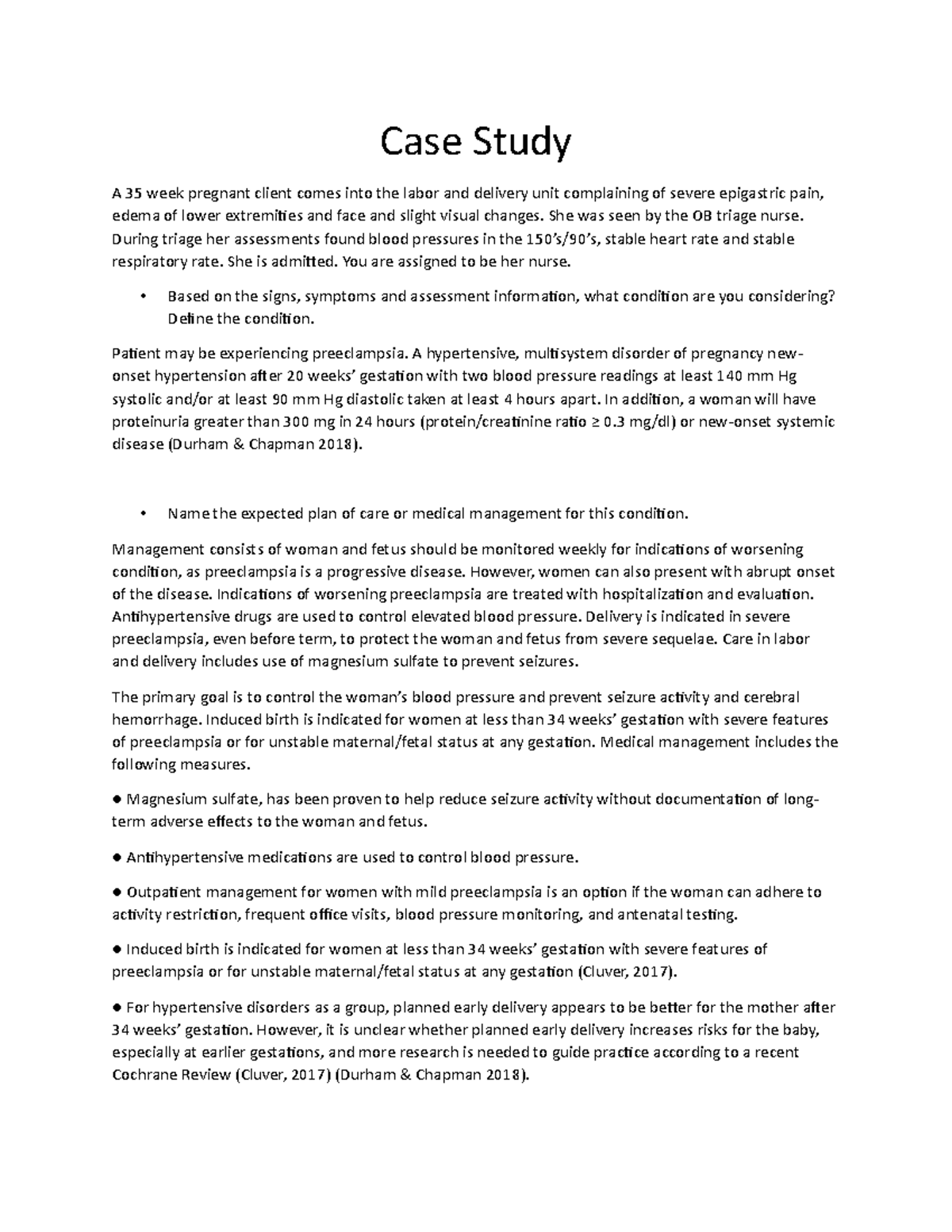 case study in maternity nursing