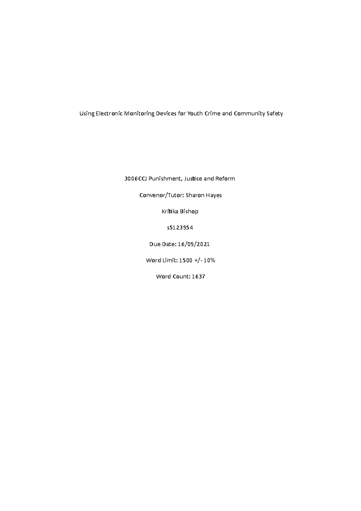 debate: The introduction of electronic monitoring devices in Queensland ...