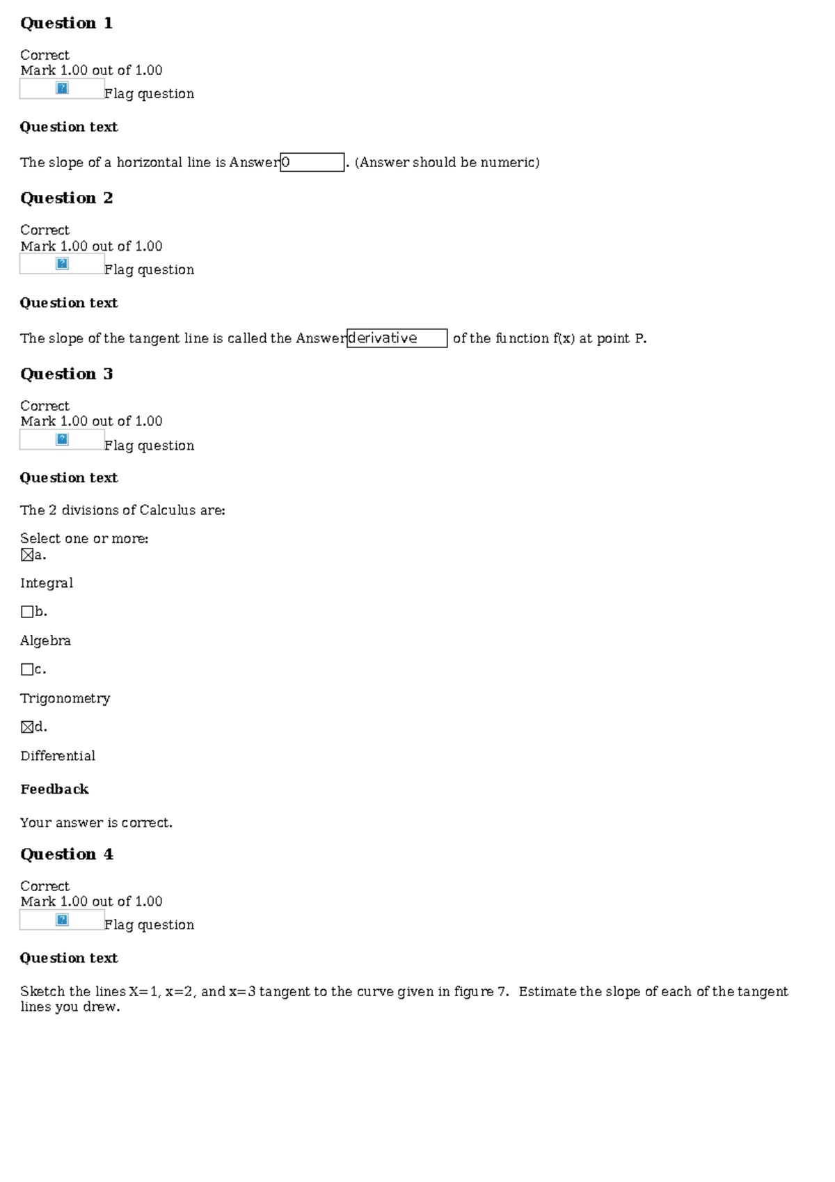 Answers UGRD-MATH6100 Calculus 1 - Question Correct Mark 1 Out Of 1 ...