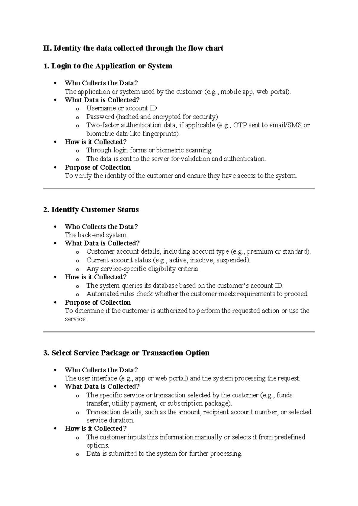 DigitalBanking hhh II. Identity the data collected through the