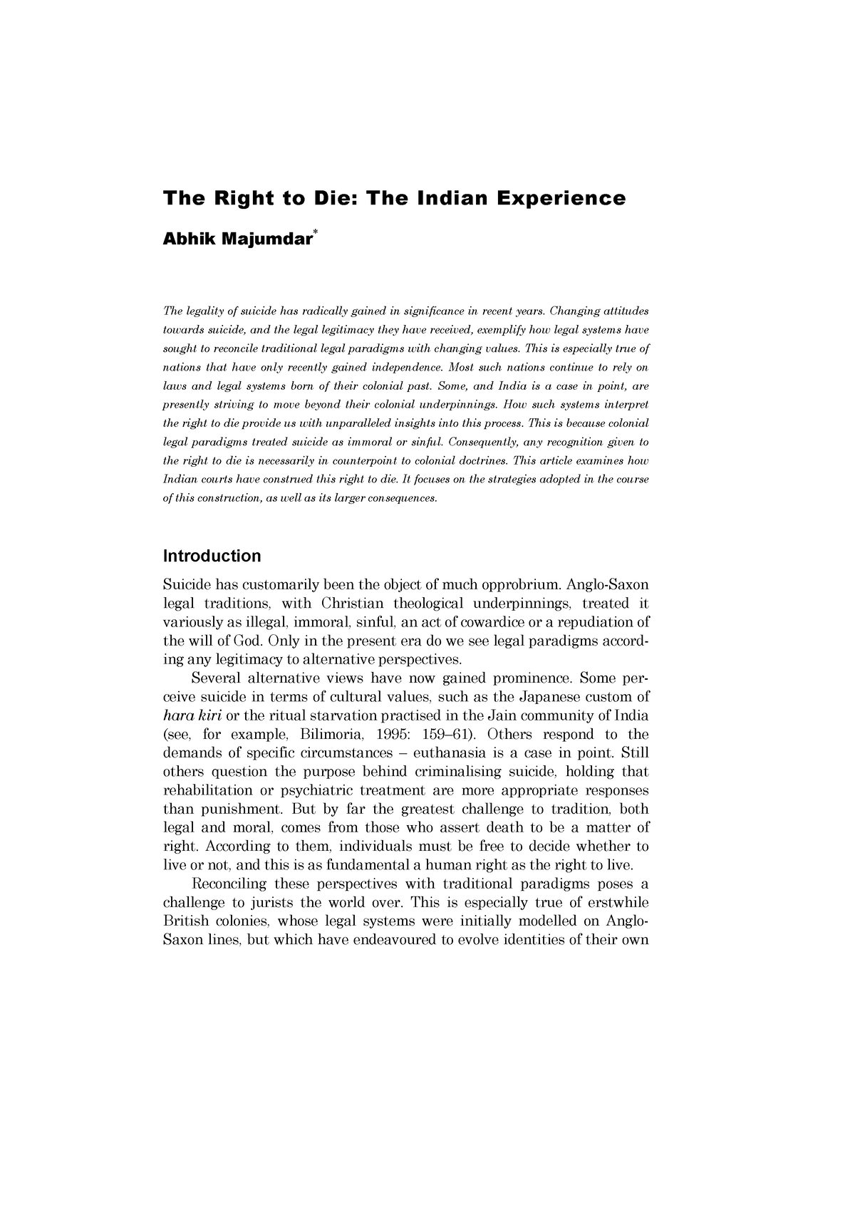 essay on right to die in india