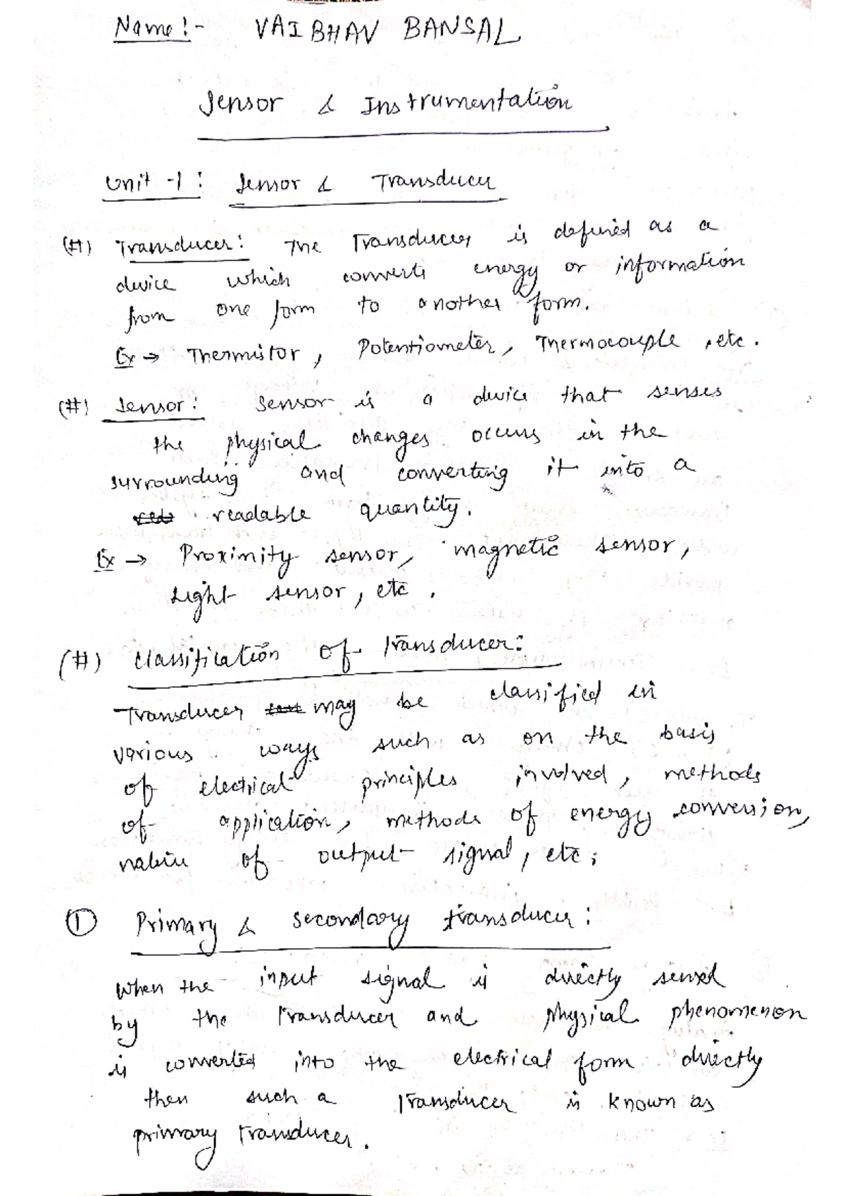 Sensor complete notes sensors and instrumentation Studocu