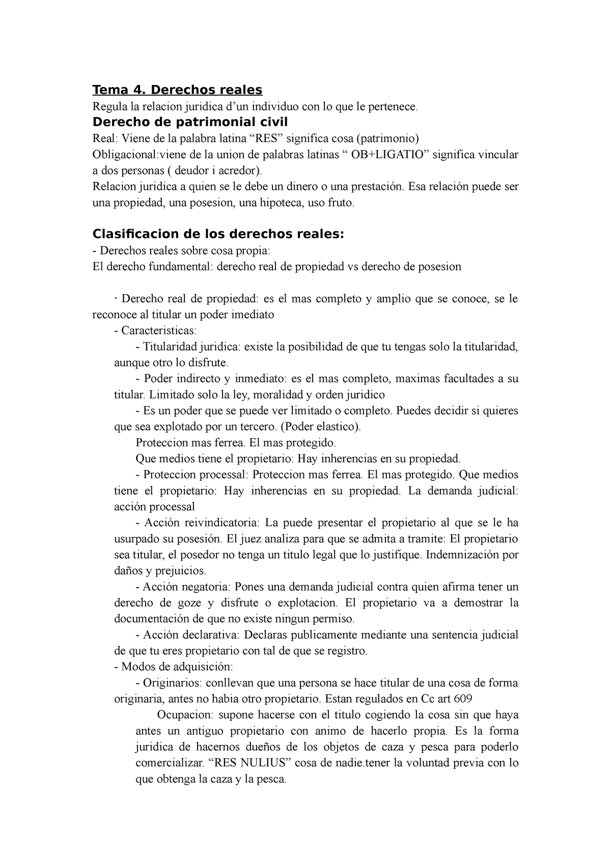 Tema 4 Derechos Reales Apuntes Del Tema 4 Tema 4 Derechos Reales