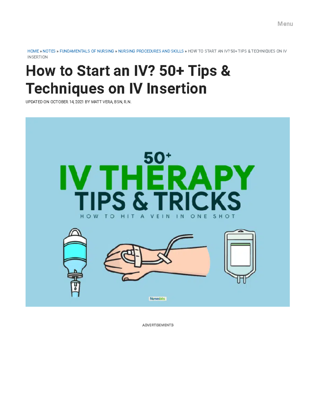 How to Start an IV 50+ Tips on IV Insertion, Rolling Veins (2020 Update