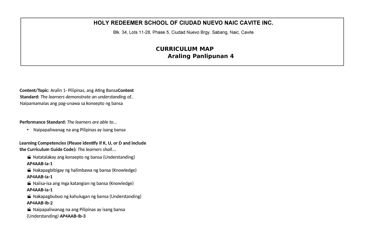 Araling Panlipunan Grade 4 Curriculum Map Content Topic Aralin 1   Thumb 1200 785 