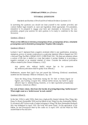 Evidence exam notes - Topic： Burden of proof who is on for civil and ...