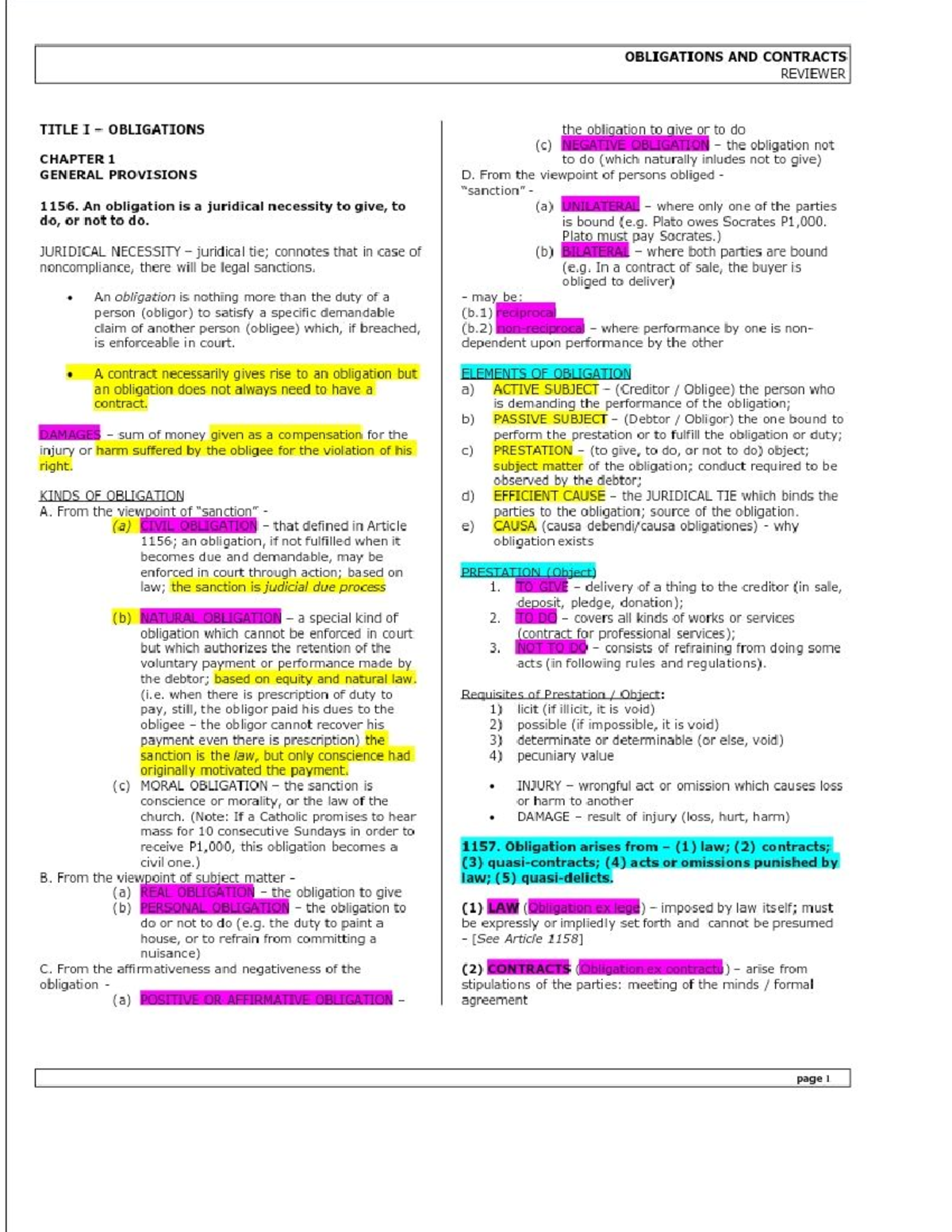 Oblicon Reviewer - BS Accountancy - Studocu