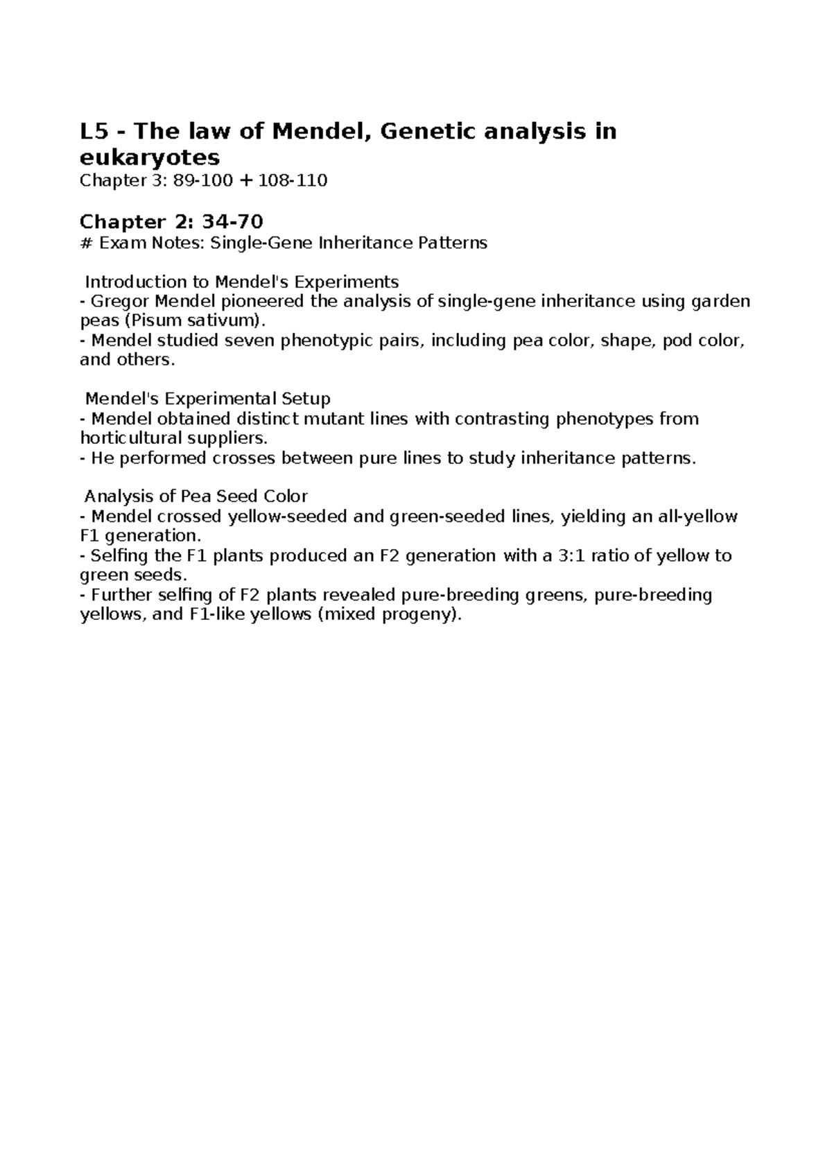 L5 - The Law Of Mendel, Genetic Analysis In Eukaryotes - L5 - The Law ...