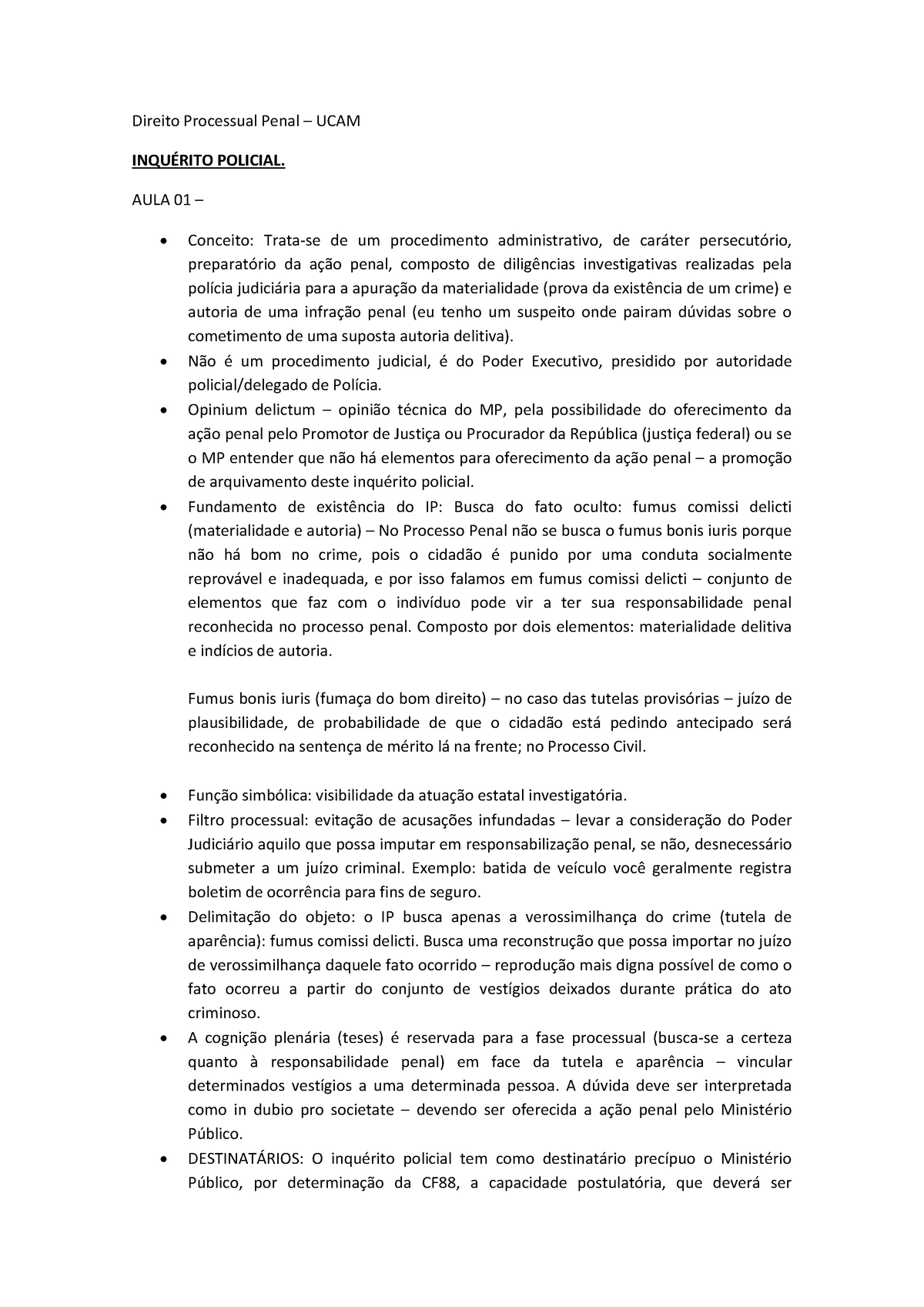 Inquérito Policial Direito Processual Penal Ucam Policial Aula 01