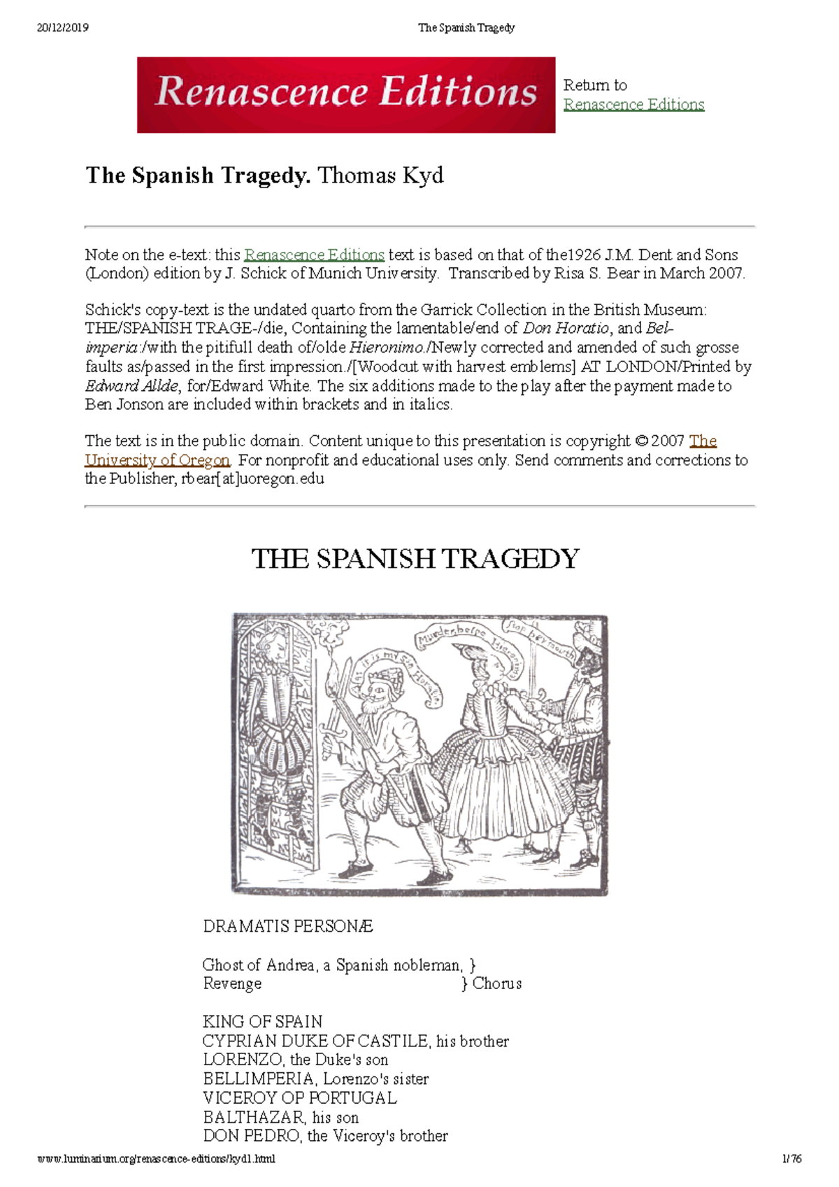 spanish tragedy essay questions