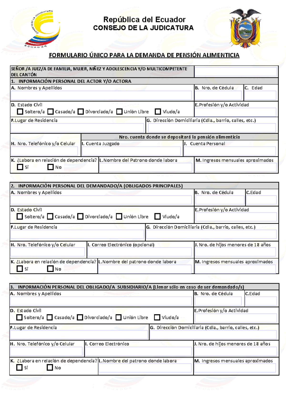 Republica Del Ecuador Formulario Unico P - República Del Ecuador ...