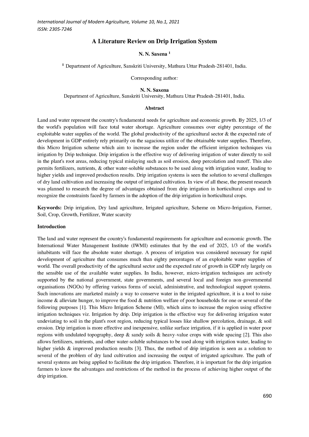 literature review on drip irrigation system