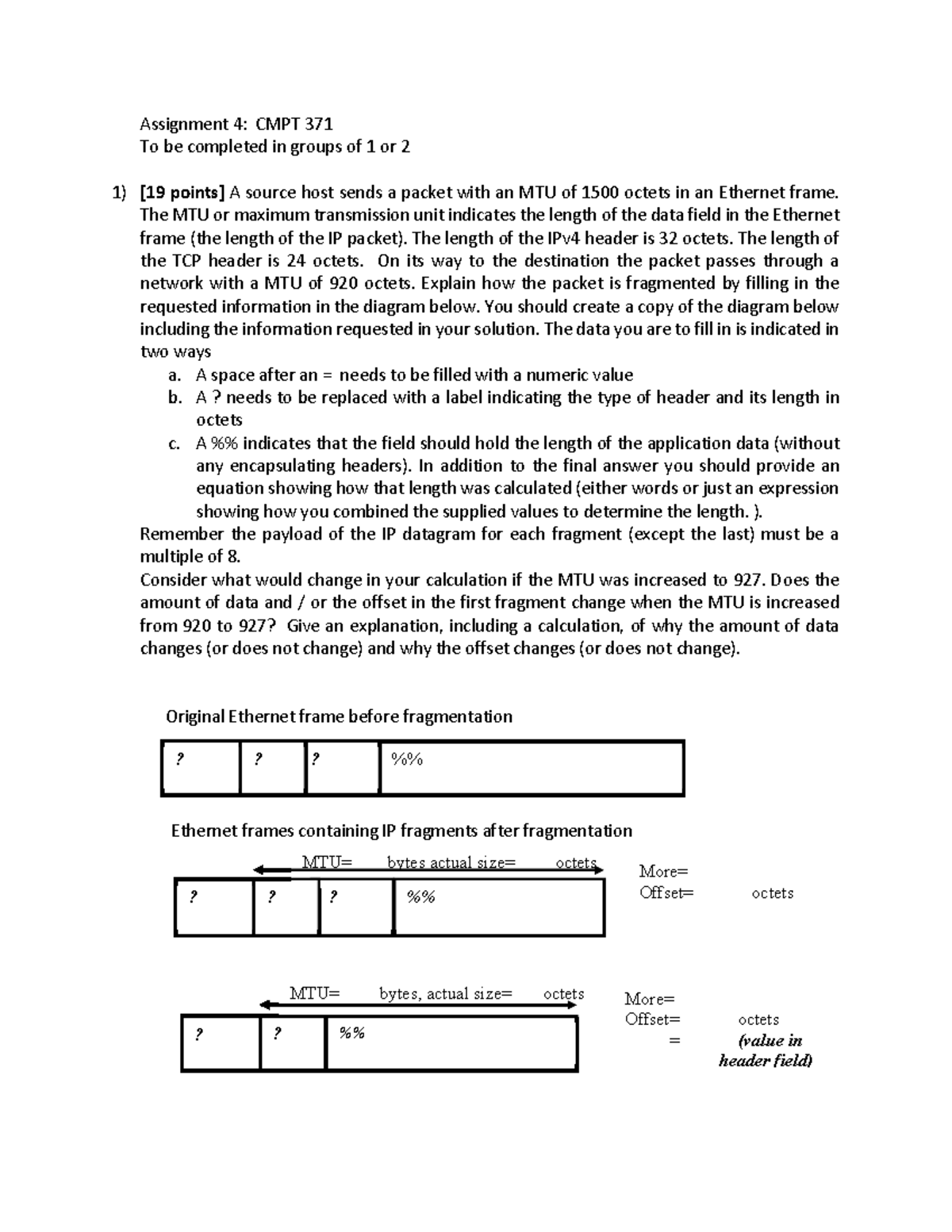 Cmpt371 Summer Assignment 4 Assignment 4 Cmpt 371 To Be Completed In Groups Of 1 Or 2 19 0746