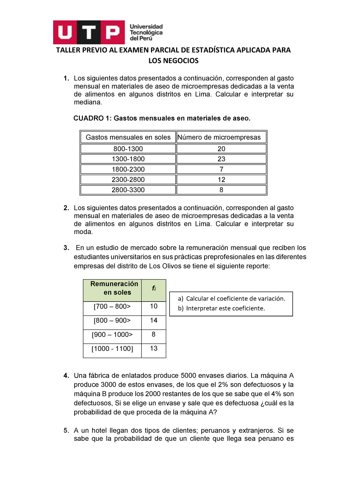 Taller Previo Universidad Tecnologica Del Peru - Estadística ...