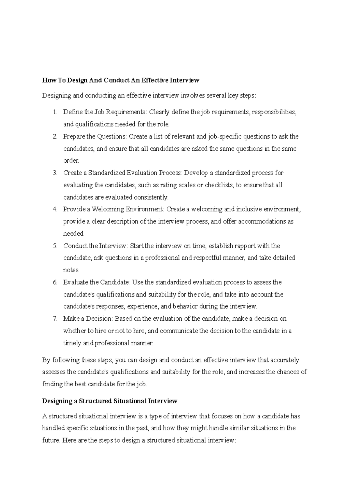 How To Design And Conduct An Effective Interview - Prepare the ...