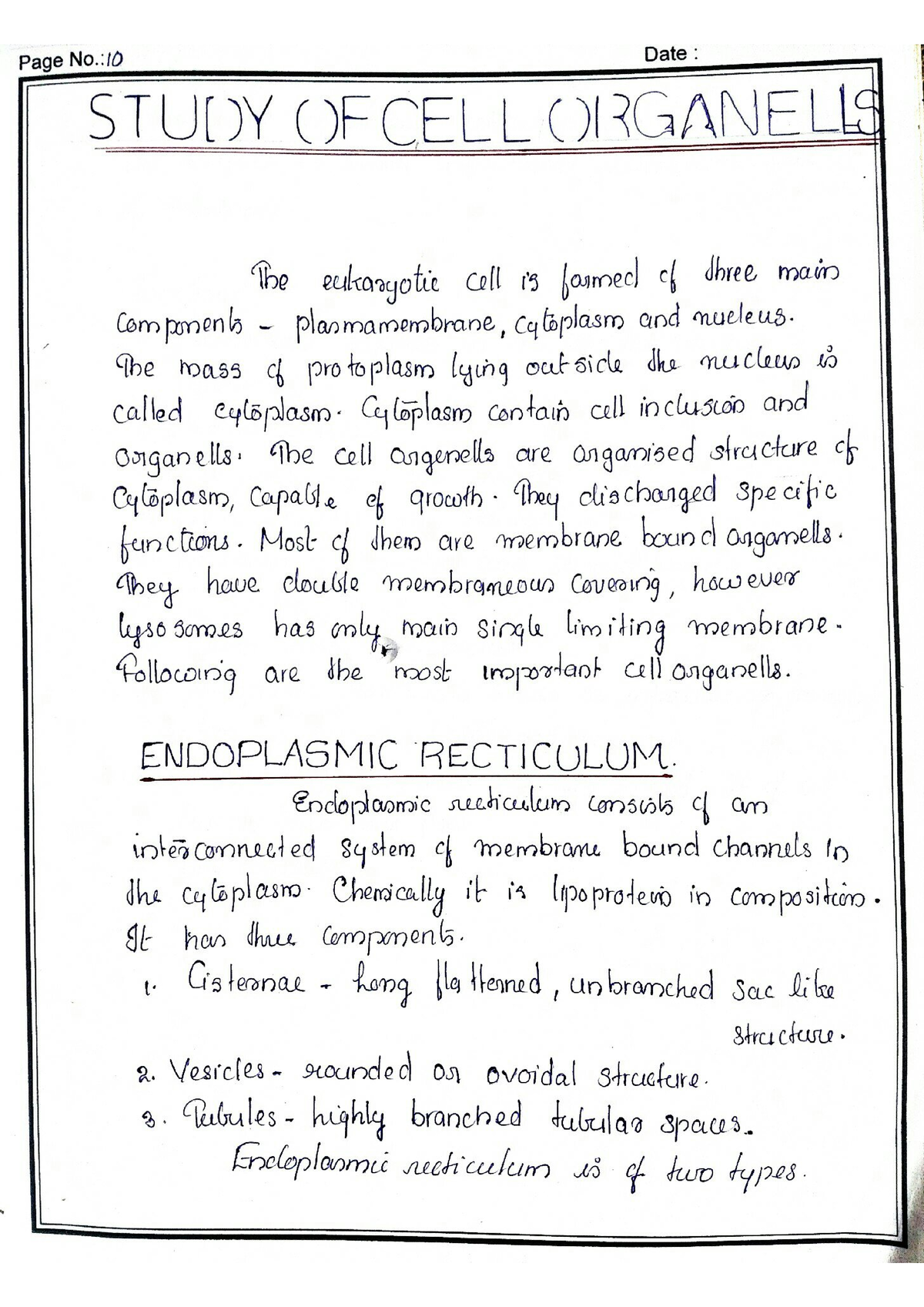 Cell Organells with figures - Bsc zoology - Studocu