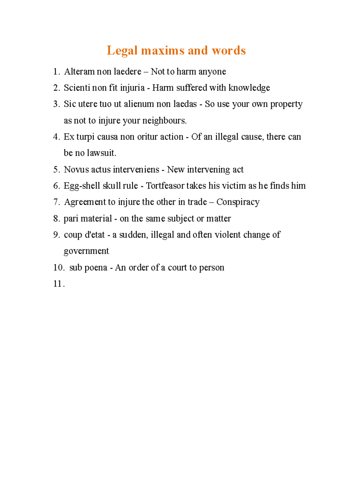 Legal maxims and words - sdfd - Legal maxims and words Alteram non ...