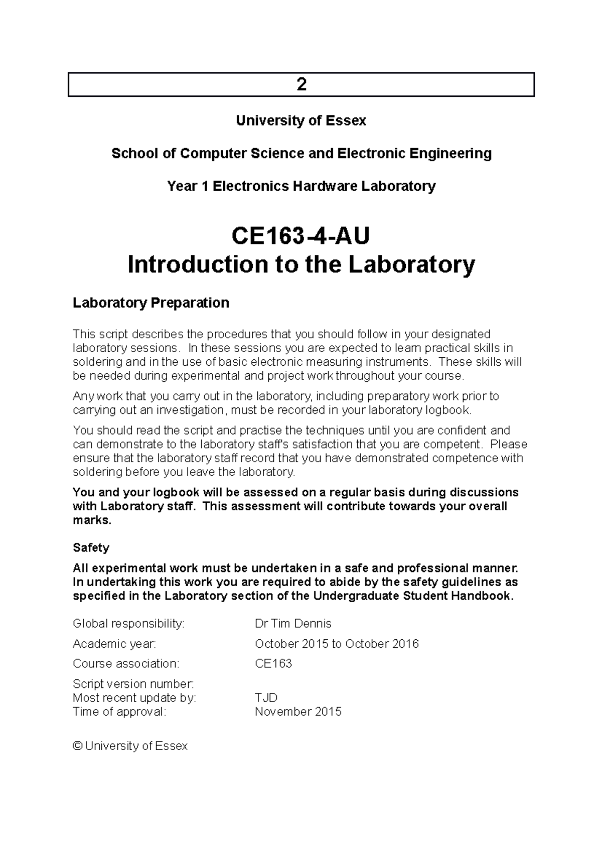 Lab 1 Script/Instructions - 2 University of Essex School of Computer ...