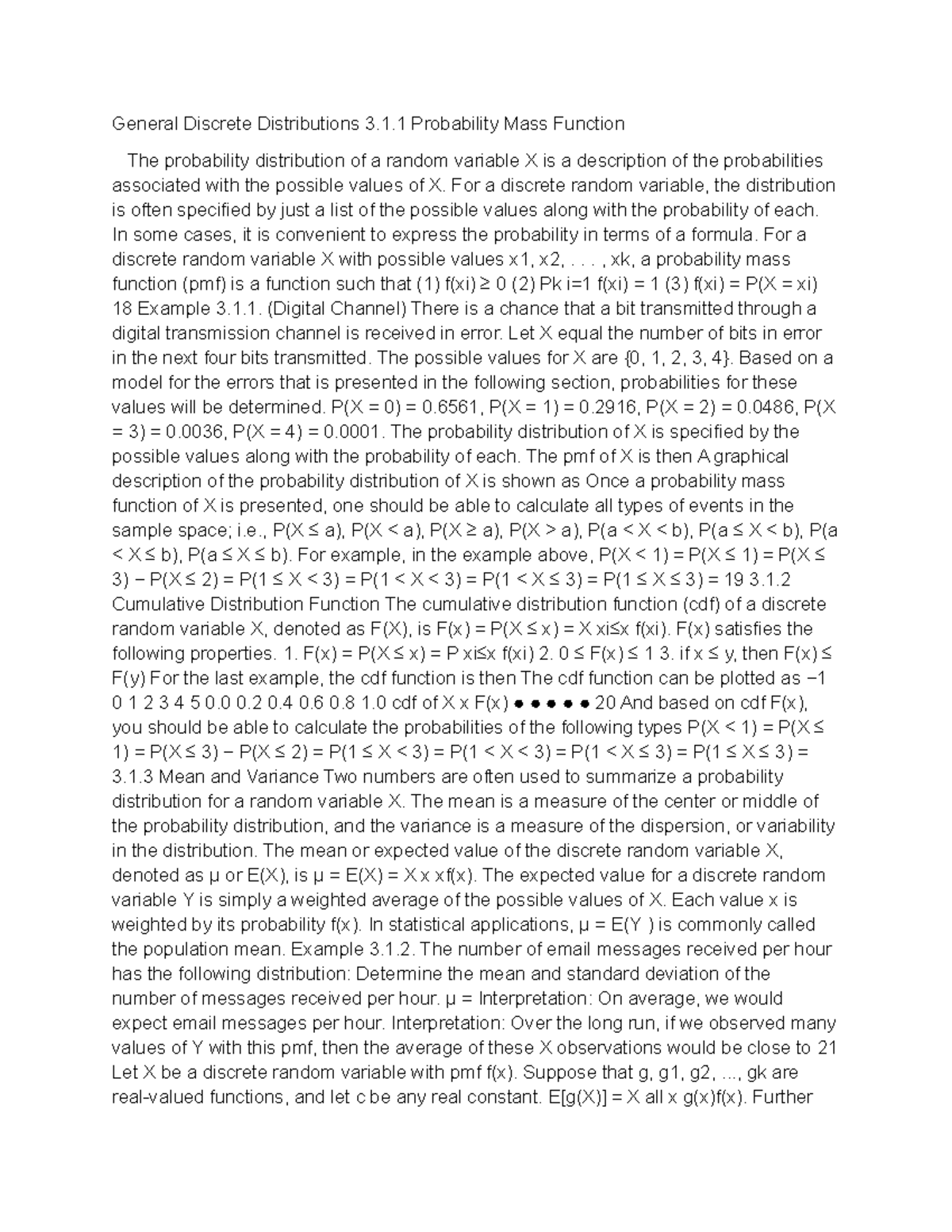 General Discrete Distributions - 1 Probability Mass Function The ...