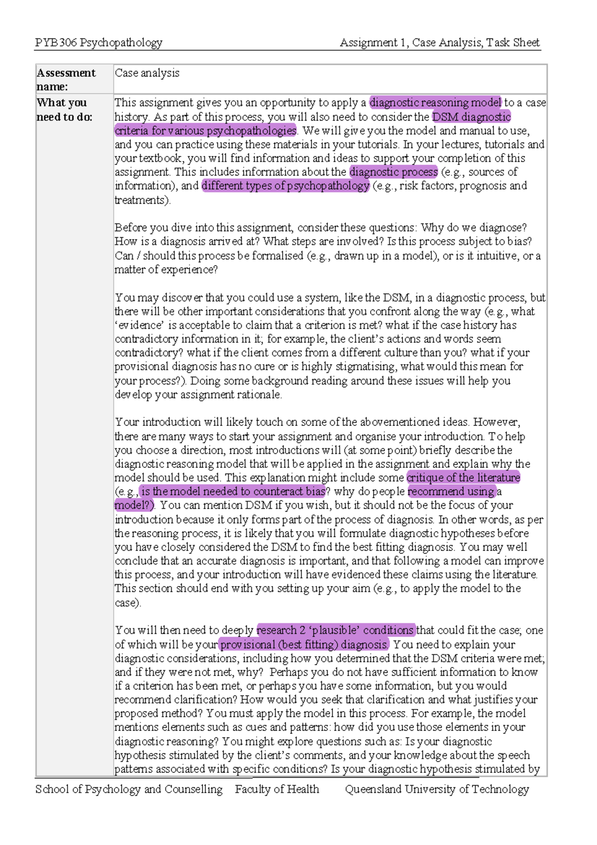 Task Sheet - Assessment name: Case analysis What you need to do: This ...