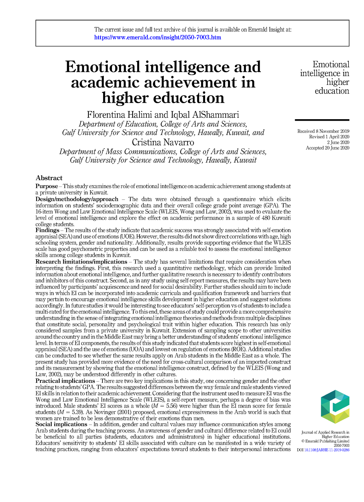 literature review on emotional intelligence and academic achievement