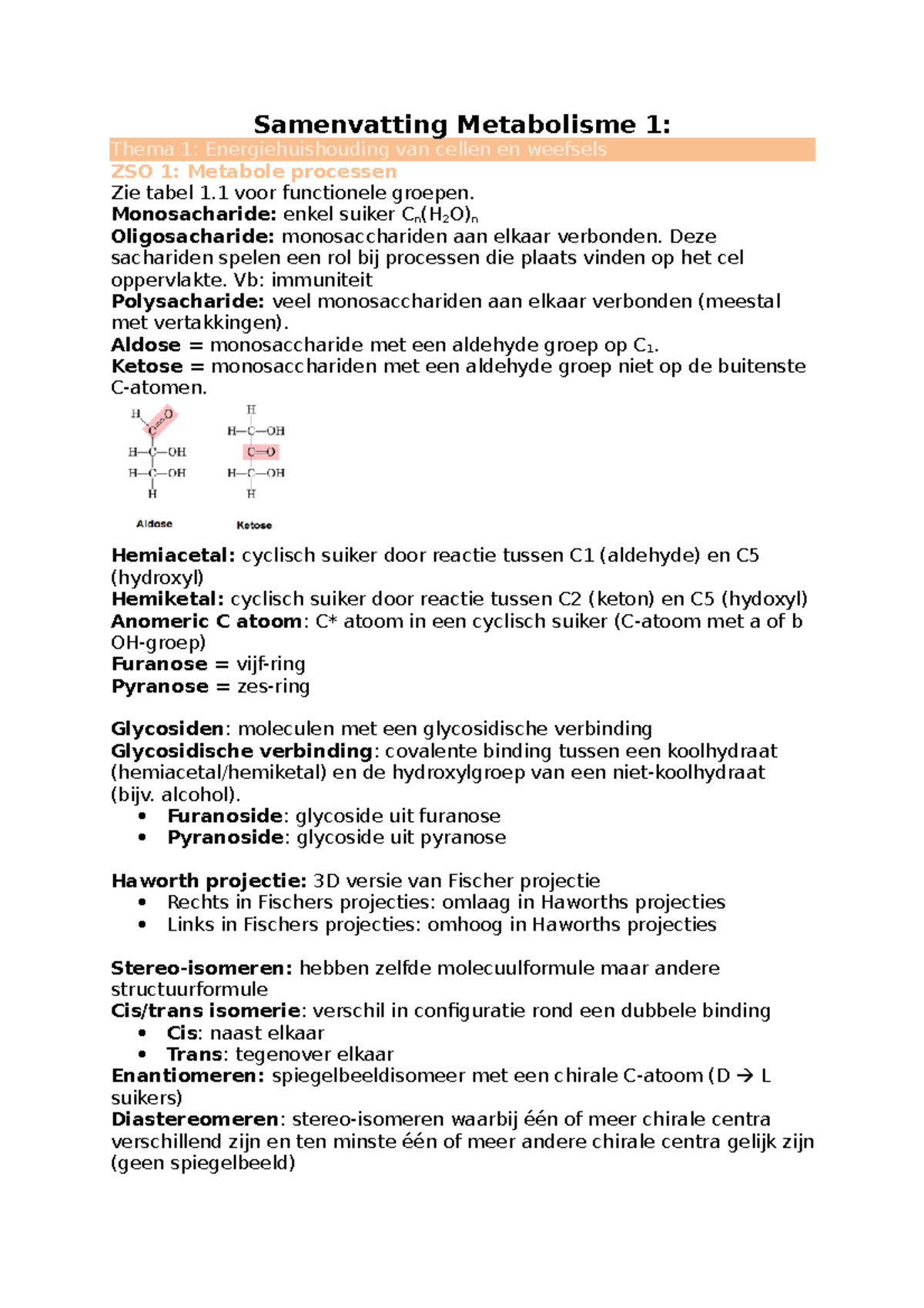 Samenvatting Metabolisme 1 - Universiteit Leiden - Samenvatting ...