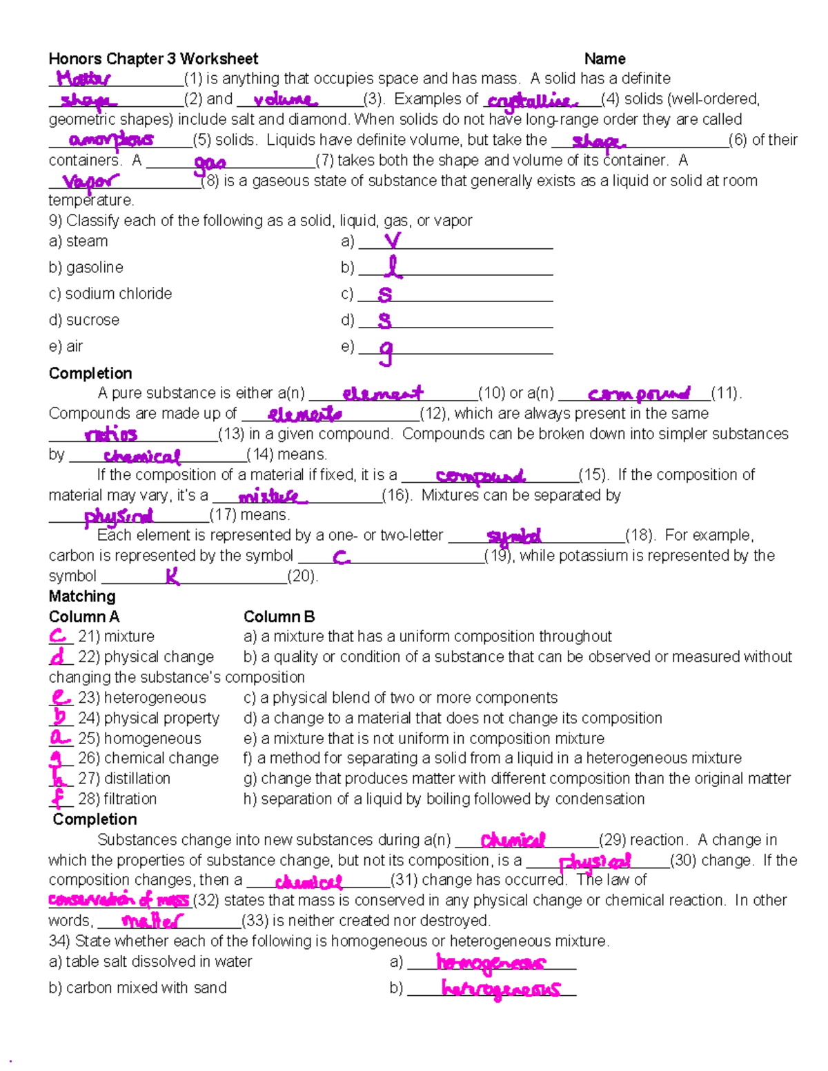 Chapter 3Worksheet - the - **Honors Chapter 3 Worksheet Name ** - Studocu