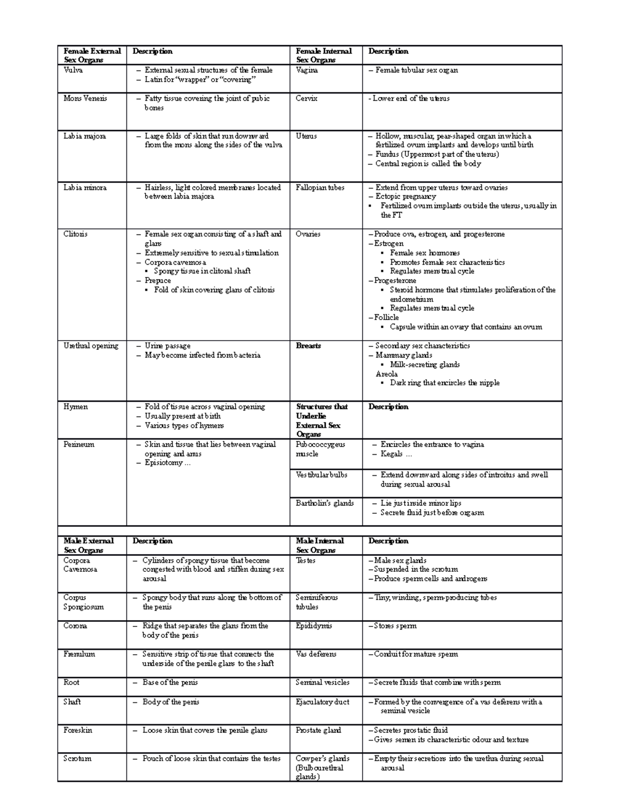 Chapter 3 - anatomy handout - Female External Sex Organs Description ...