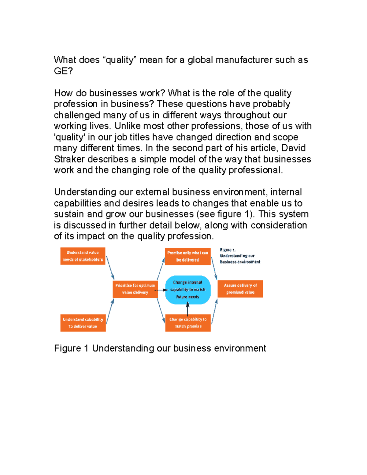 What does Notes What does “quality” mean for a global manufacturer