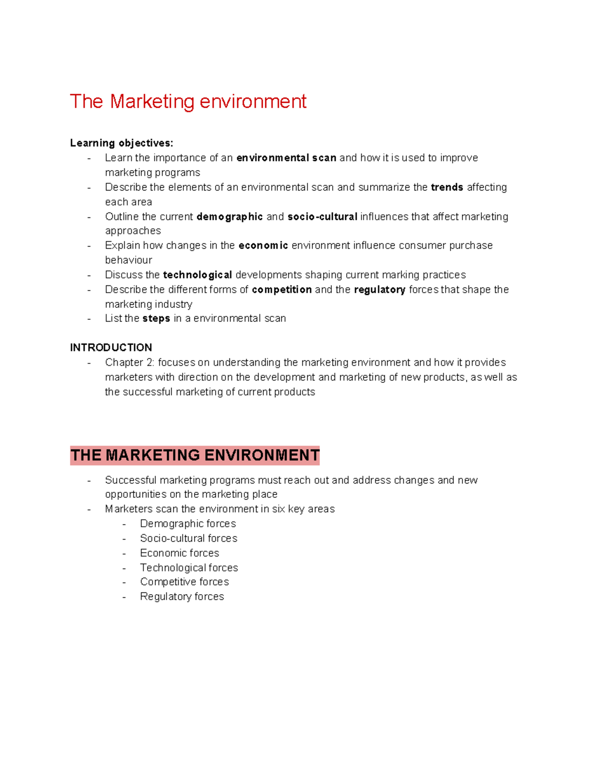 Chapter 2: the marketing environment - The Marketing environment ...
