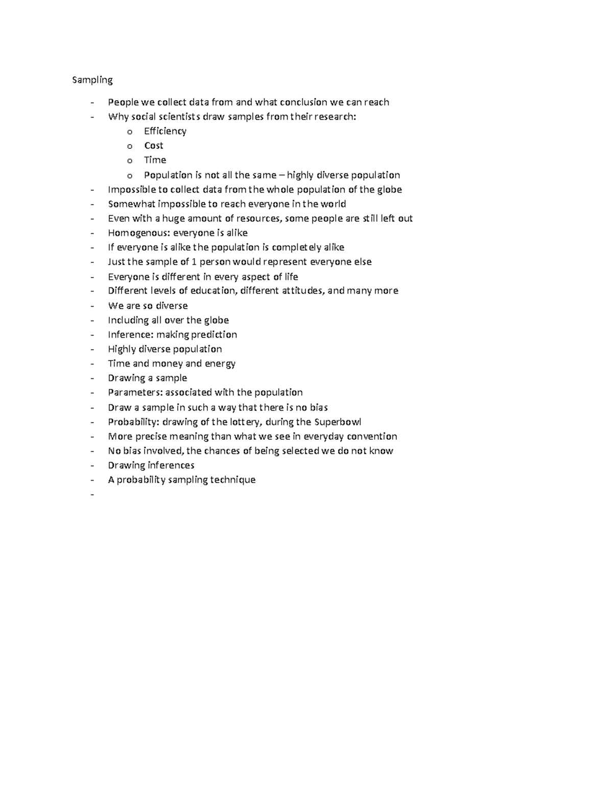 SSI Notes 4 - Sampling People we collect data from and what conclusion ...