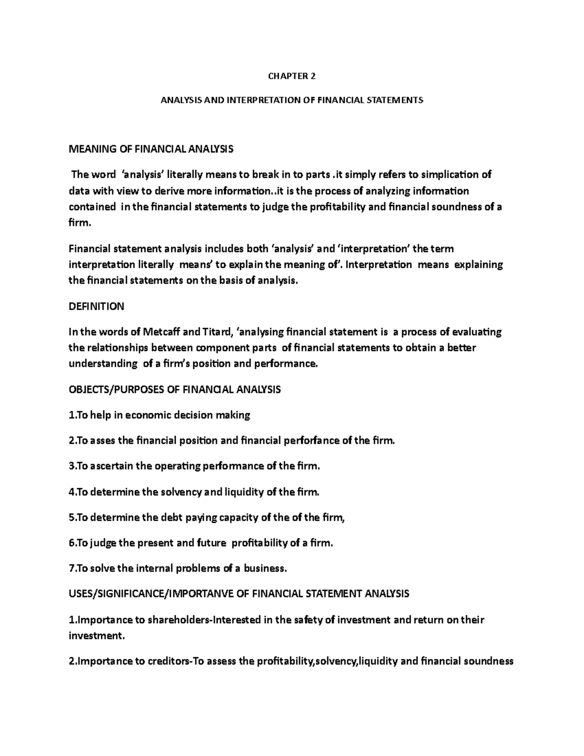 Chapter 2-management Accounting - CHAPTER 2 ANALYSIS AND INTERPRETATION ...