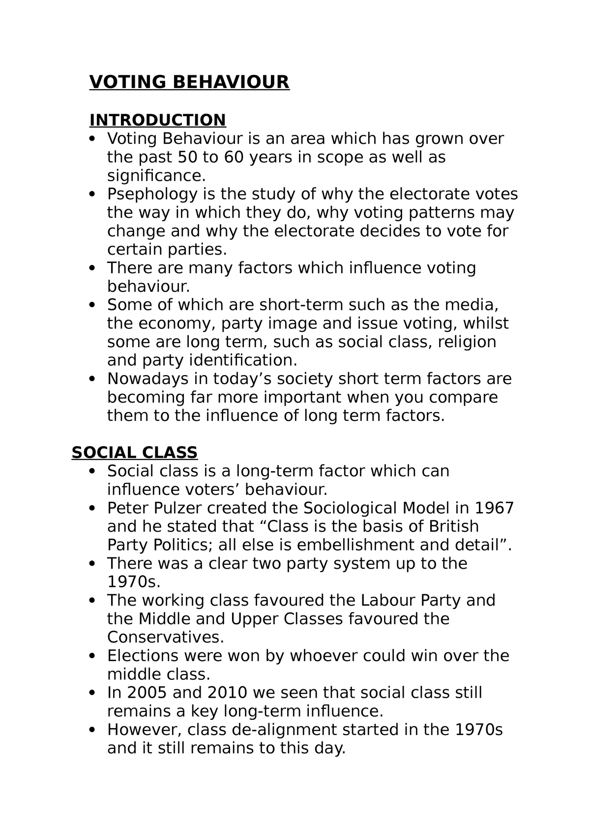 Voting Behaviour Study Notes VOTING BEHAVIOUR INTRODUCTION Voting 