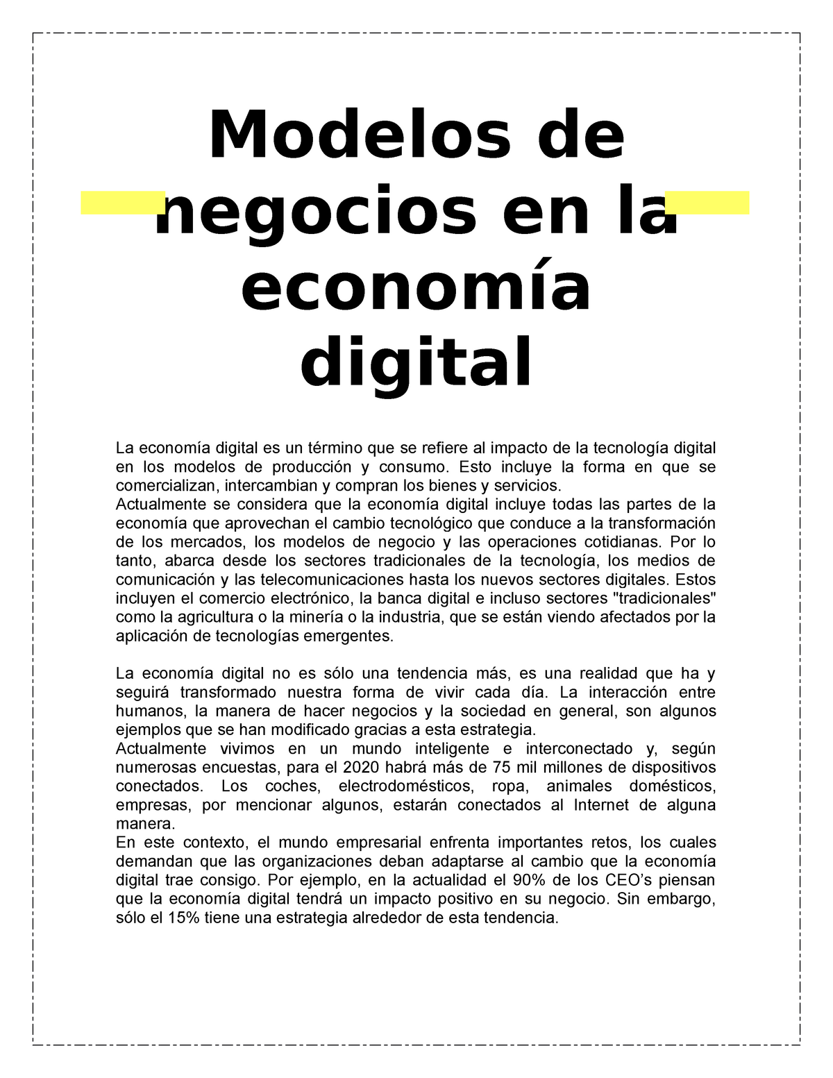 Modelos de negocios en la economía digital - Modelos de negocios en la  economía digital La economía - Studocu