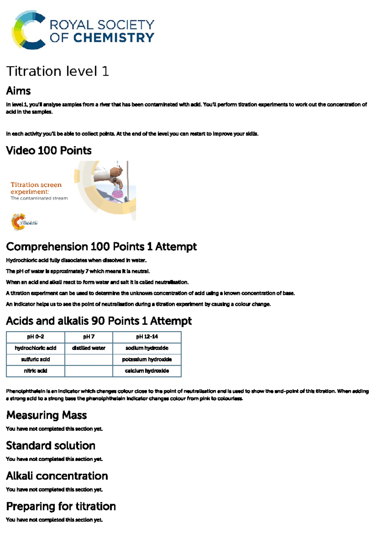 Titration level 1 labnotebook Titration level Studocu