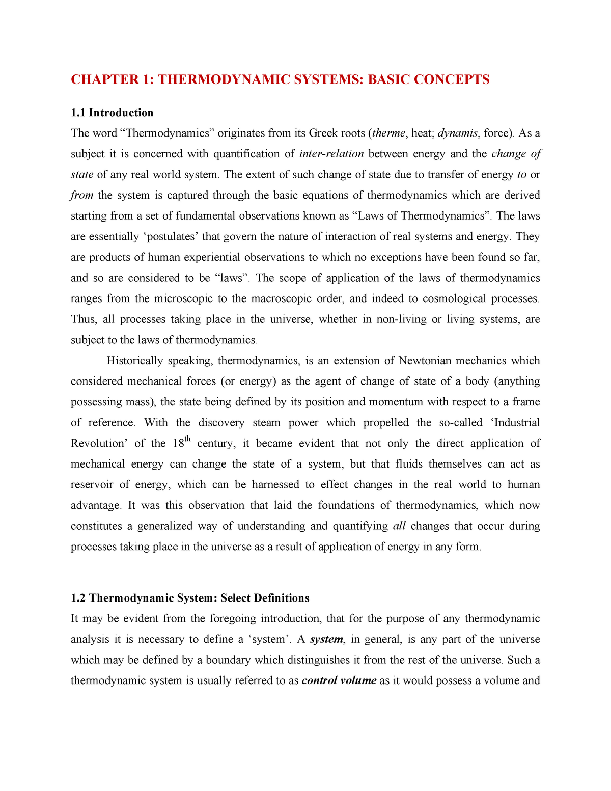 Chapter-1 - Lecture Notes 3 - CHAPTER 1: THERMODYNAMIC SYSTEMS: BASIC ...