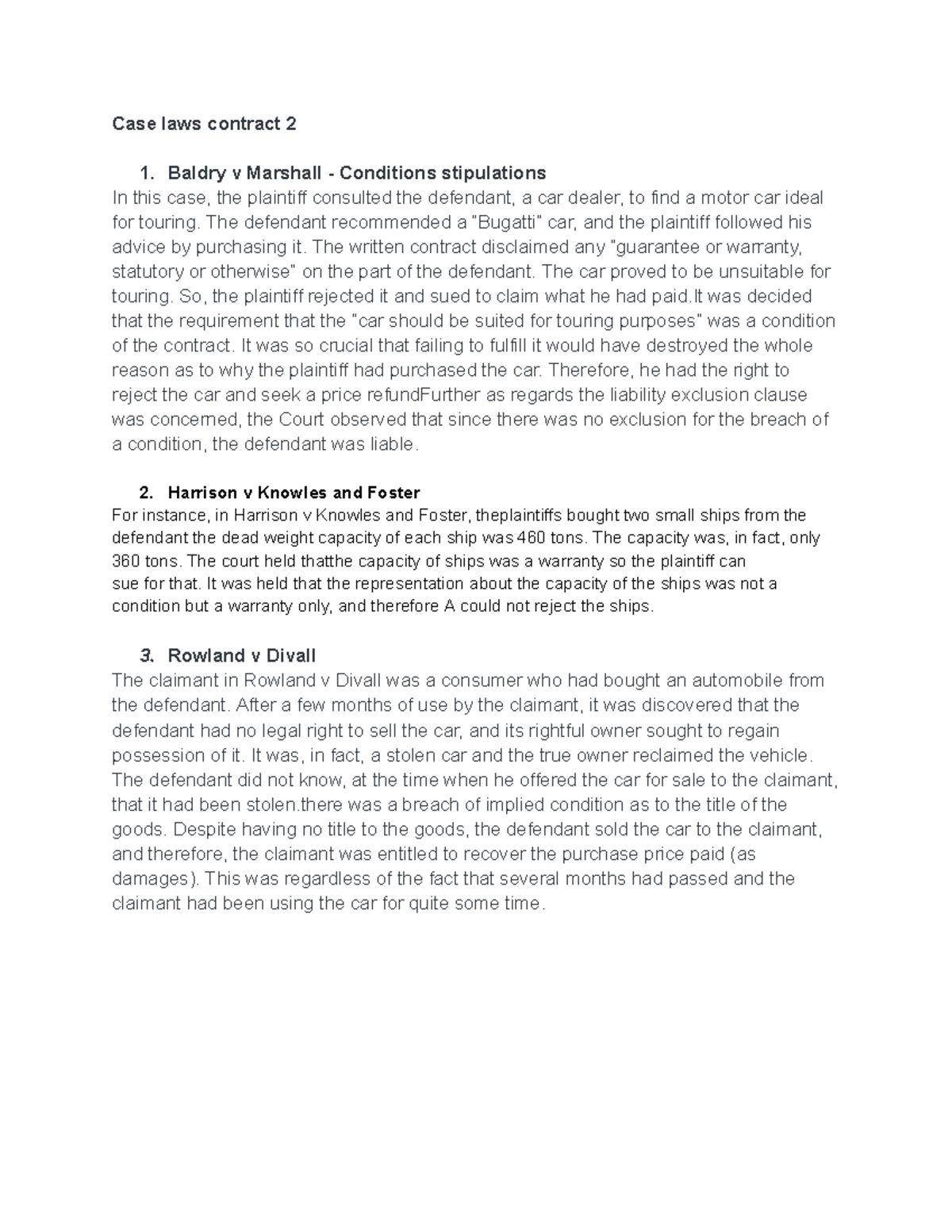 Contrcat ESE - Summary Law of Contract-II - Case laws contract 2 1 ...