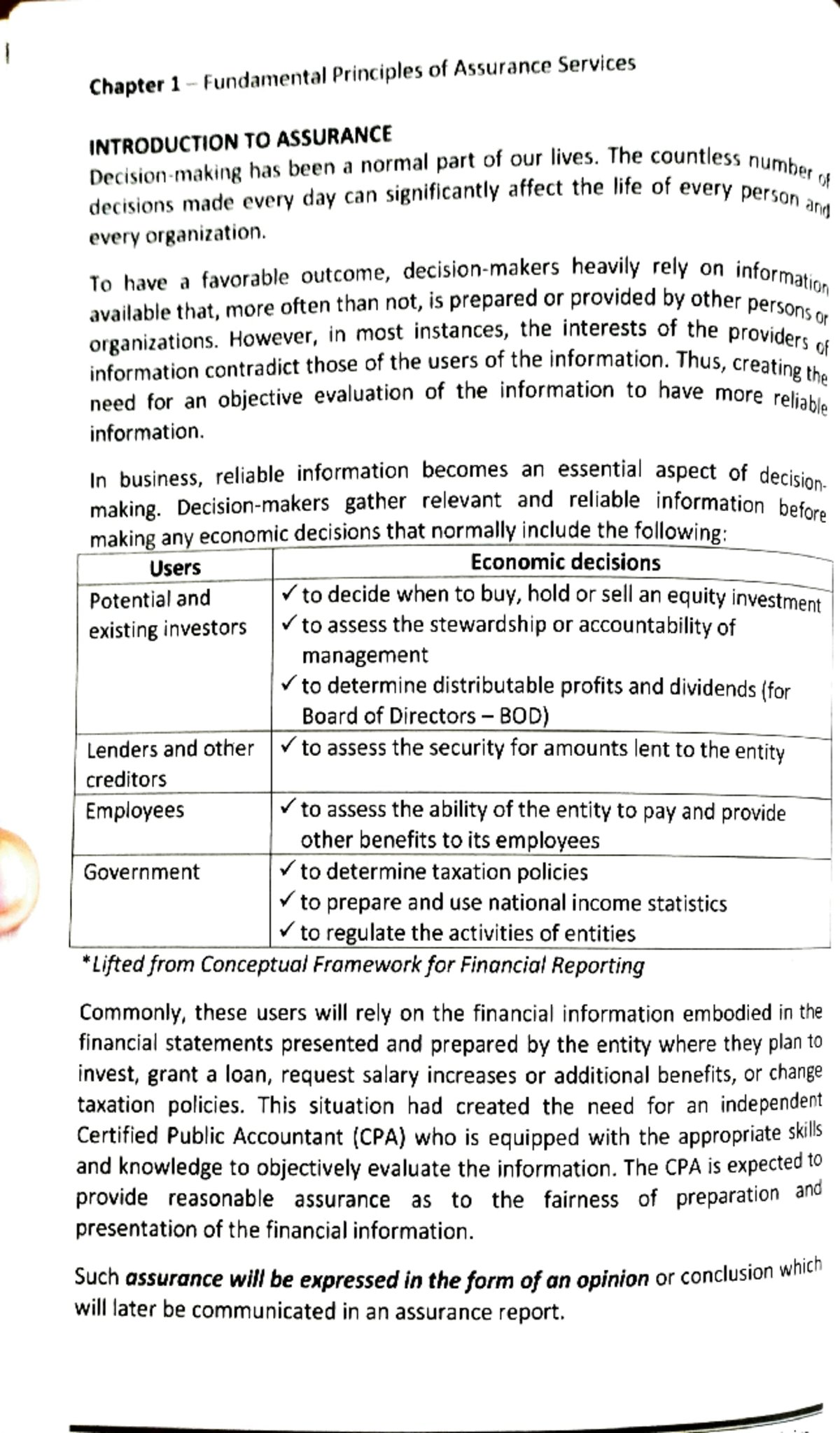 Auditing - Chapter 1; Fundamental Principles Of Assurance Services ...