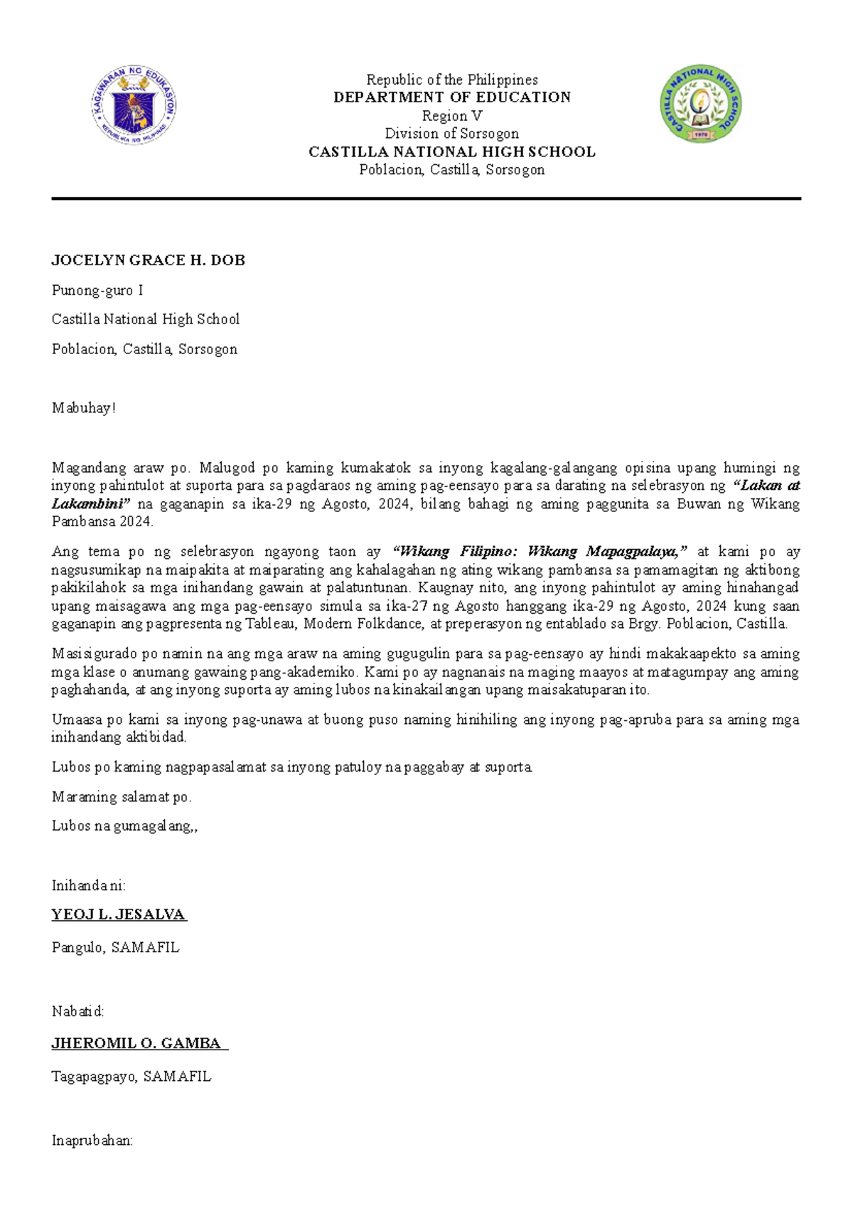 Print Excuse Letter - Notes - Republic of the Philippines DEPARTMENT OF ...