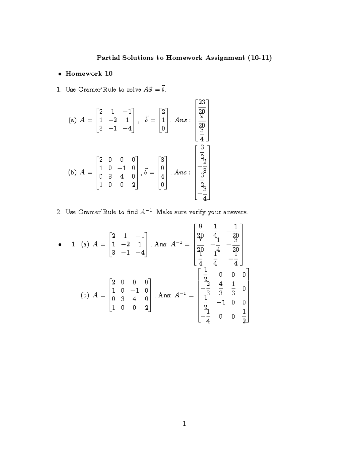 Tutorial work - 10-11 - Partial solutions to homework assignment (10-11 ...