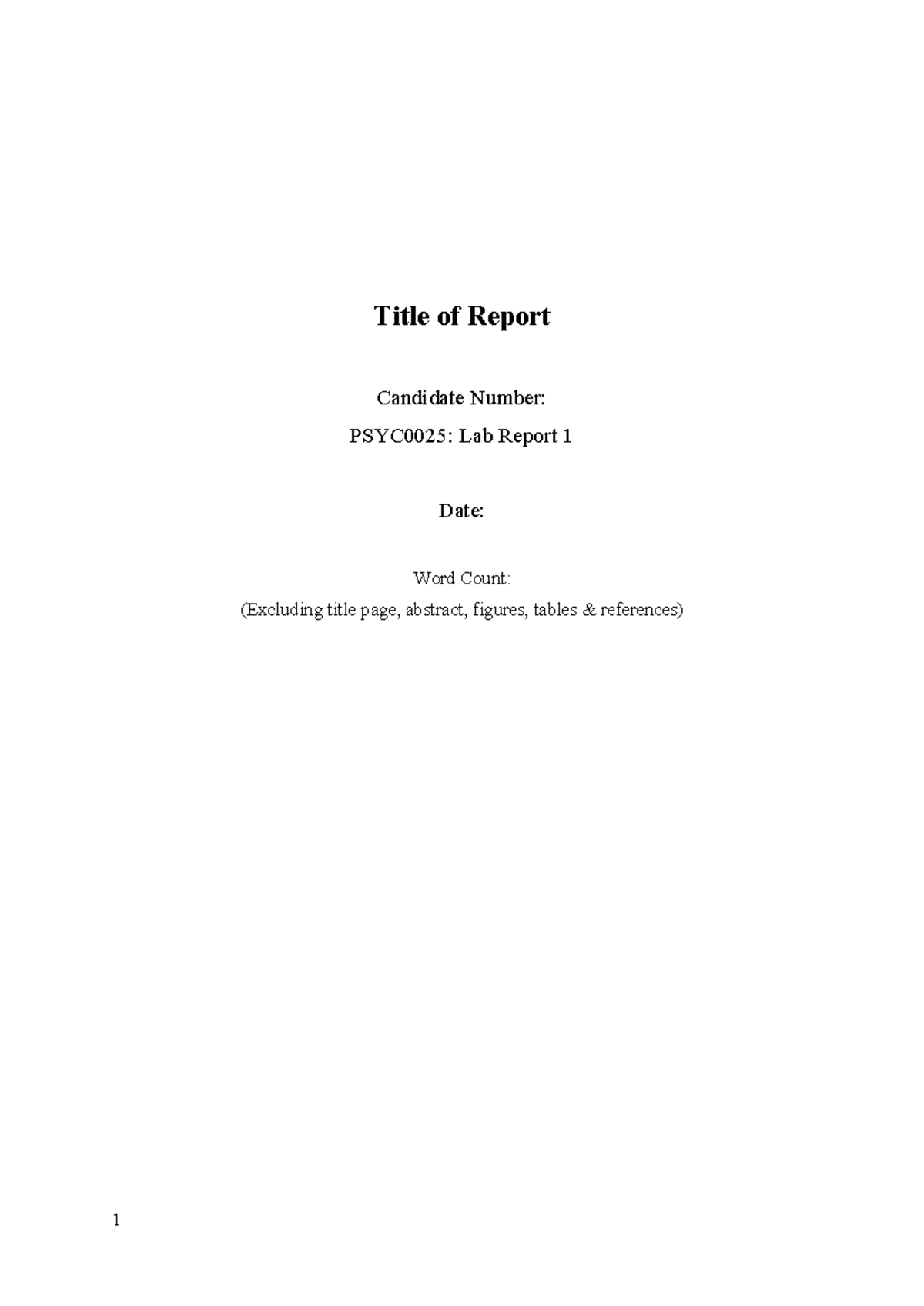 Template for lab report 1 23-24 - Title of Report Candidate Number ...