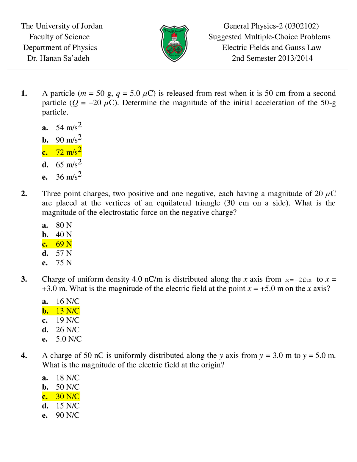 Phys102 Suggested Problems Ch23 24 Key Answer Studocu