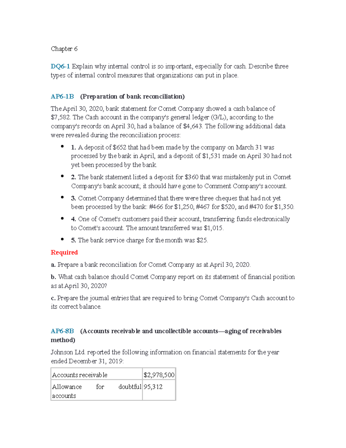 Review qs - Prof Pan - Chapter 6 DQ6-1 Explain why internal control is ...