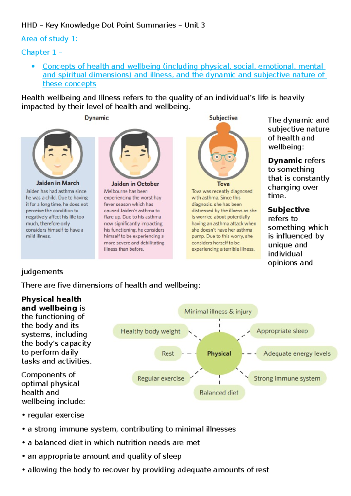 Health and Human Development Unit 3 revision - HHD – Key Knowledge Dot ...